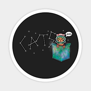 Grumpy bengal space cat in pocket cats occupy universe Magnet